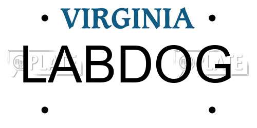 LABDOG Virginia License Plate