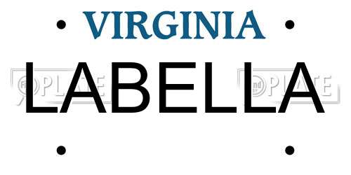 LABELLA Virginia License Plate