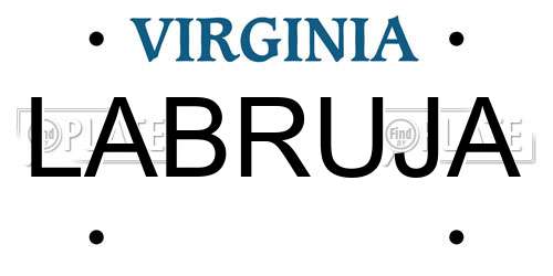 LABRUJA Virginia License Plate