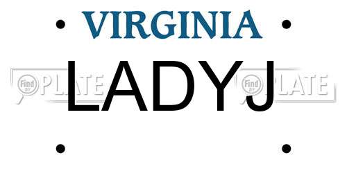 LADYJ Virginia License Plate