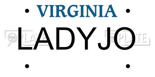 LADYJO Virginia License Plate