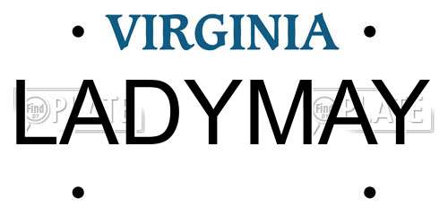 LADYMAY Virginia License Plate