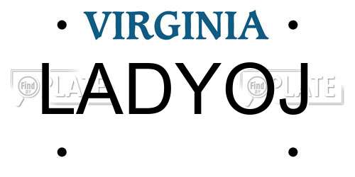 LADYOJ Virginia License Plate