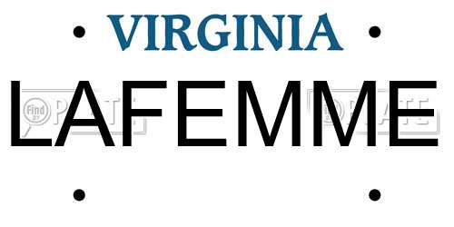 LAFEMME Virginia License Plate