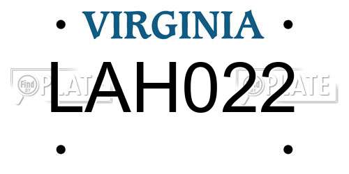 LAH022 Virginia License Plate