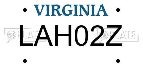 LAH02Z Virginia License Plate