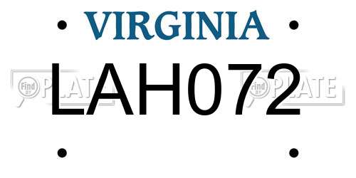LAH072 Virginia License Plate
