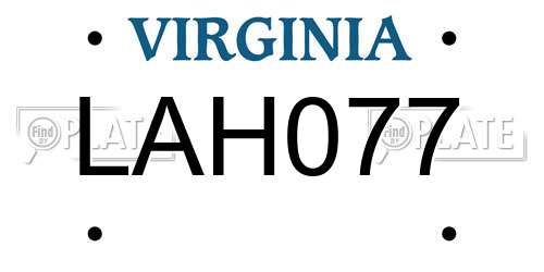 LAH077 Virginia License Plate