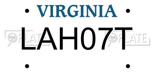 LAH07T Virginia License Plate