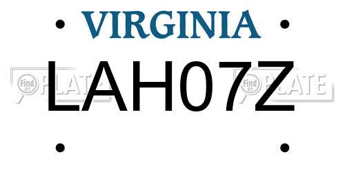 LAH07Z Virginia License Plate