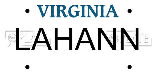 LAHANN Virginia License Plate