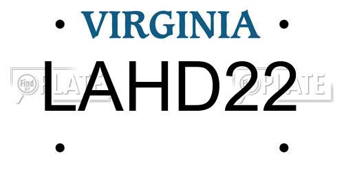 LAHD22 Virginia License Plate