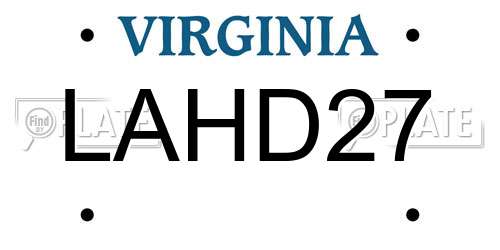 LAHD27 Virginia License Plate