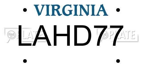 LAHD77 Virginia License Plate