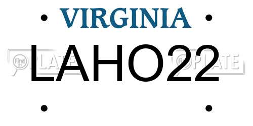 LAHO22 Virginia License Plate