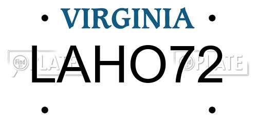 LAHO72 Virginia License Plate