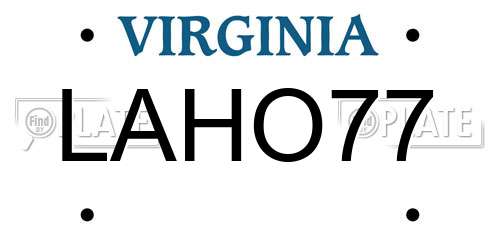 LAHO77 Virginia License Plate