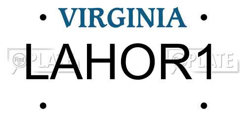 LAHOR1 Virginia License Plate