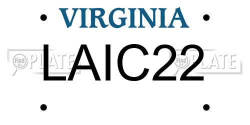 LAIC22 Virginia License Plate