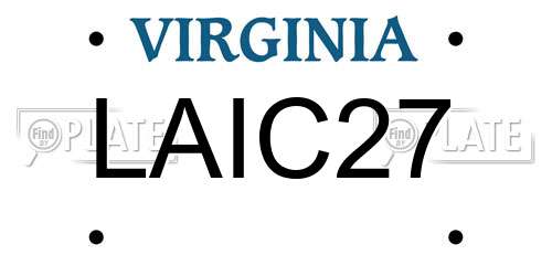 LAIC27 Virginia License Plate