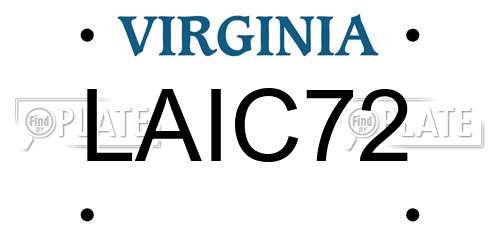LAIC72 Virginia License Plate
