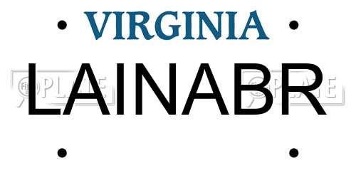 LAINABR Virginia License Plate
