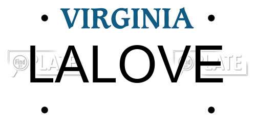 LALOVE Virginia License Plate