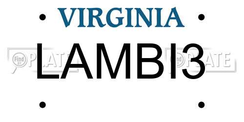 LAMBI3 Virginia License Plate