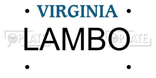LAMBO Virginia License Plate