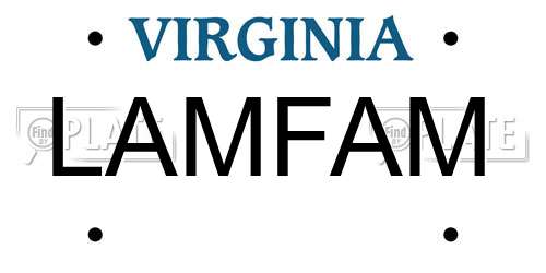 LAMFAM Virginia License Plate
