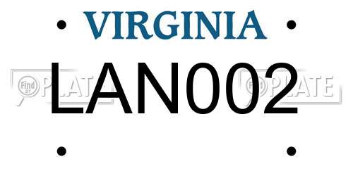 LAN002 Virginia License Plate
