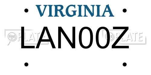LAN00Z Virginia License Plate