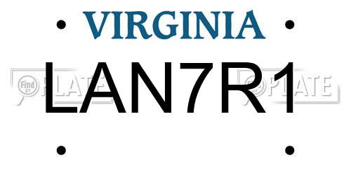 LAN7R1 Virginia License Plate