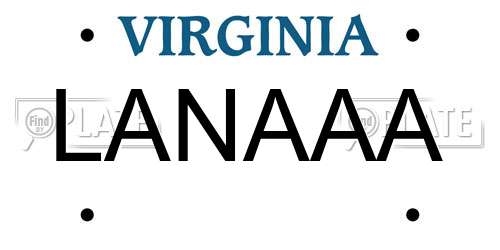 LANAAA Virginia License Plate