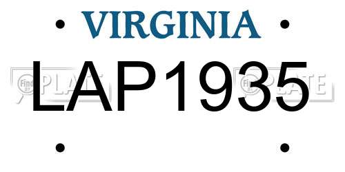 LAP1935 Virginia License Plate