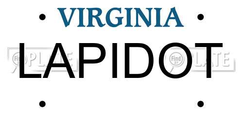 LAPIDOT Virginia License Plate