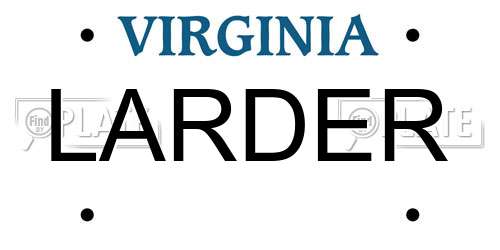 LARDER Virginia License Plate
