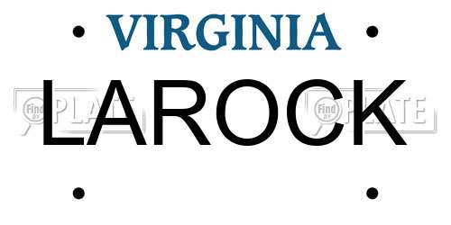 LAROCK Virginia License Plate