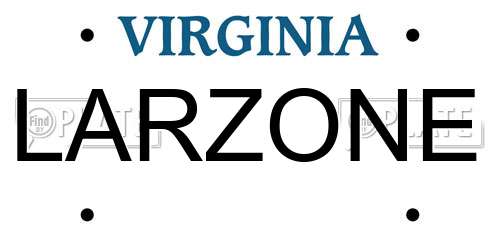 LARZONE Virginia License Plate