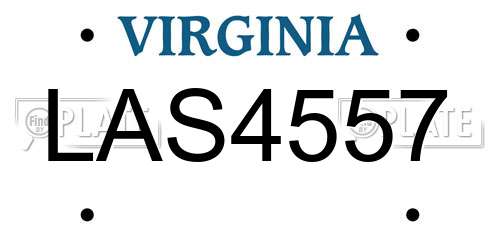 LAS4557 Virginia License Plate