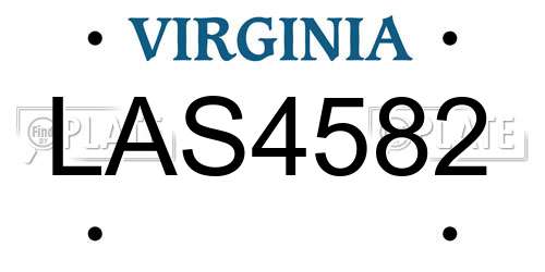 LAS4582 Virginia License Plate