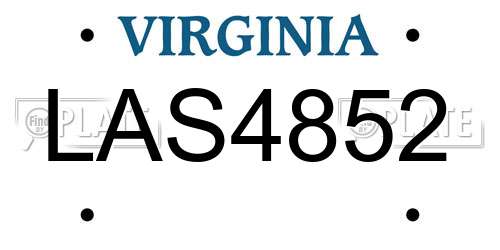LAS4852 Virginia License Plate