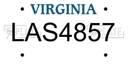 LAS4857 Virginia License Plate