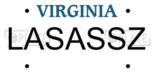 LASASSZ Virginia License Plate