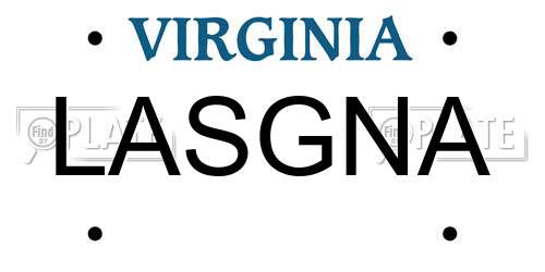 LASGNA Virginia License Plate