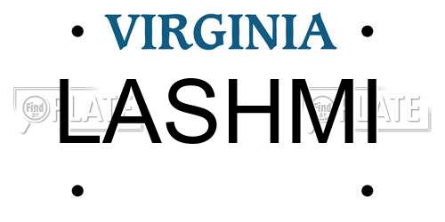 LASHMI Virginia License Plate