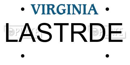 LASTRDE Virginia License Plate