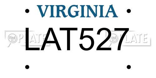 LAT527 Virginia License Plate