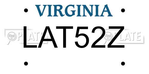 LAT52Z Virginia License Plate