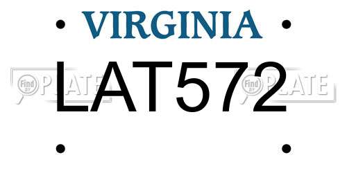 LAT572 Virginia License Plate